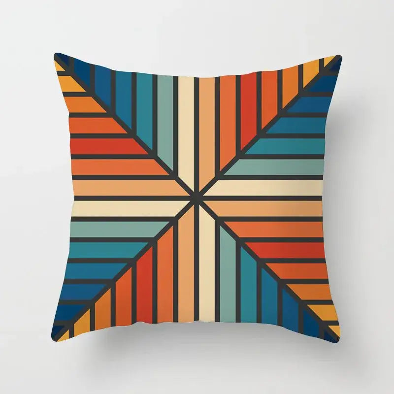 Ethnic geometric square pillowcase teal & gold living room decor