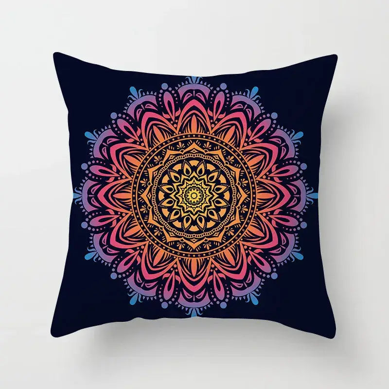 Ethnic geometric square pillowcase teal & gold living room decor