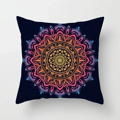 Ethnic geometric square pillowcase teal & gold living room decor