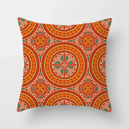 Ethnic geometric square pillowcase teal & gold living room decor