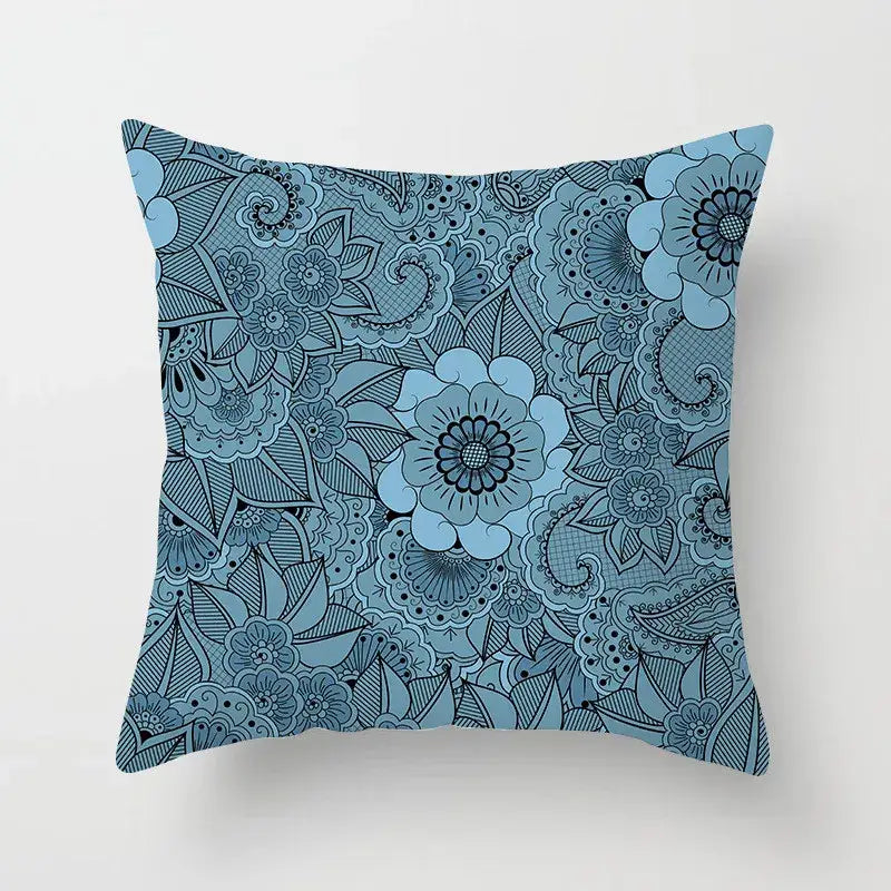 Ethnic geometric square pillowcase teal & gold living room decor