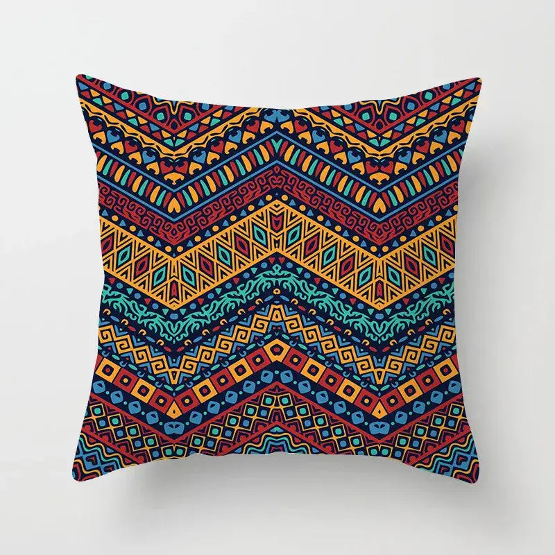 Ethnic geometric square pillowcase teal & gold living room decor