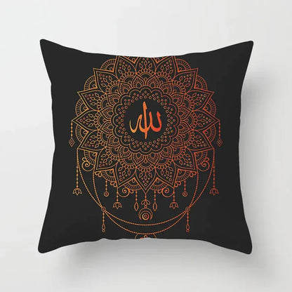 Ethnic geometric square pillowcase teal & gold living room decor