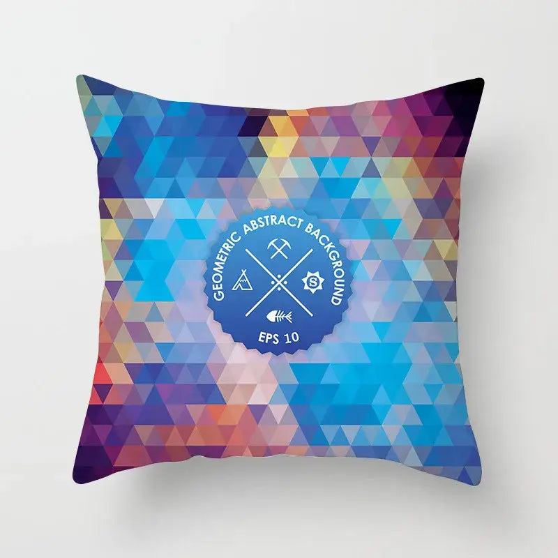 Ethnic geometric square pillowcase teal & gold living room decor