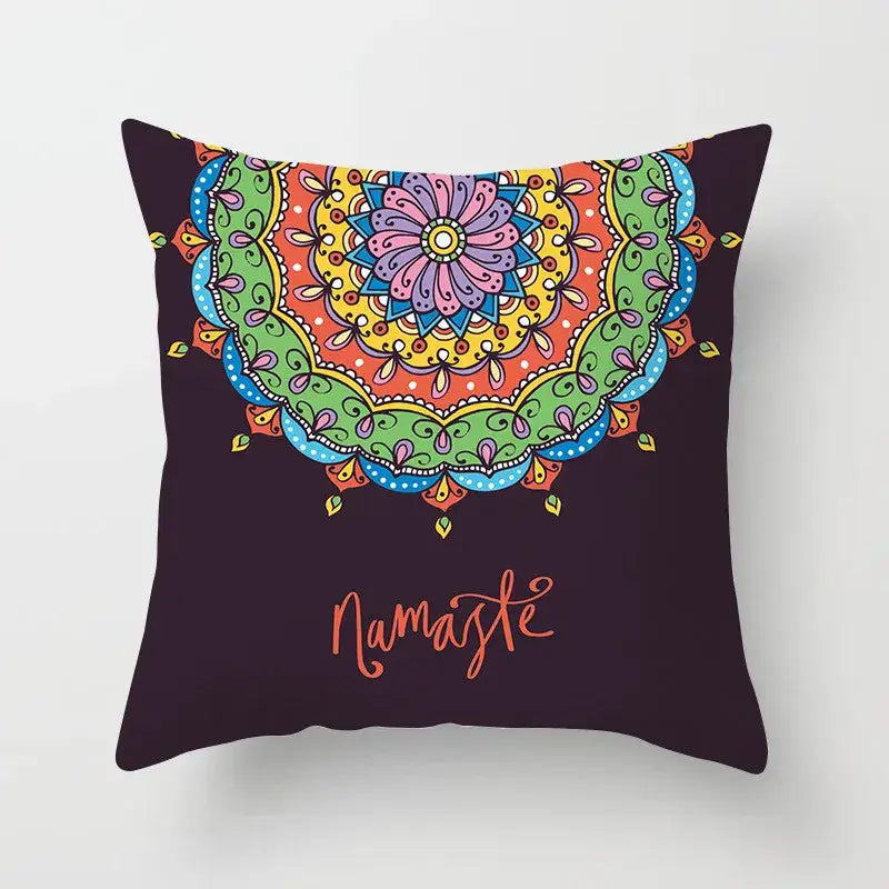 Ethnic geometric square pillowcase teal & gold living room decor