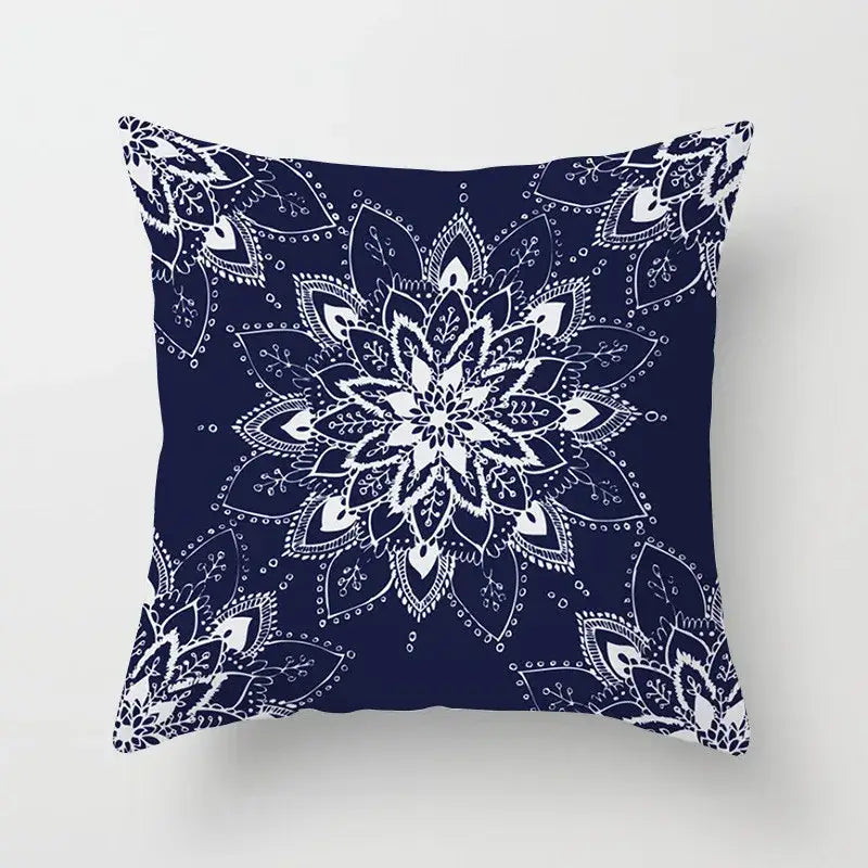 Ethnic geometric square pillowcase teal & gold living room decor