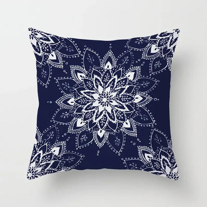Ethnic geometric square pillowcase teal & gold living room decor
