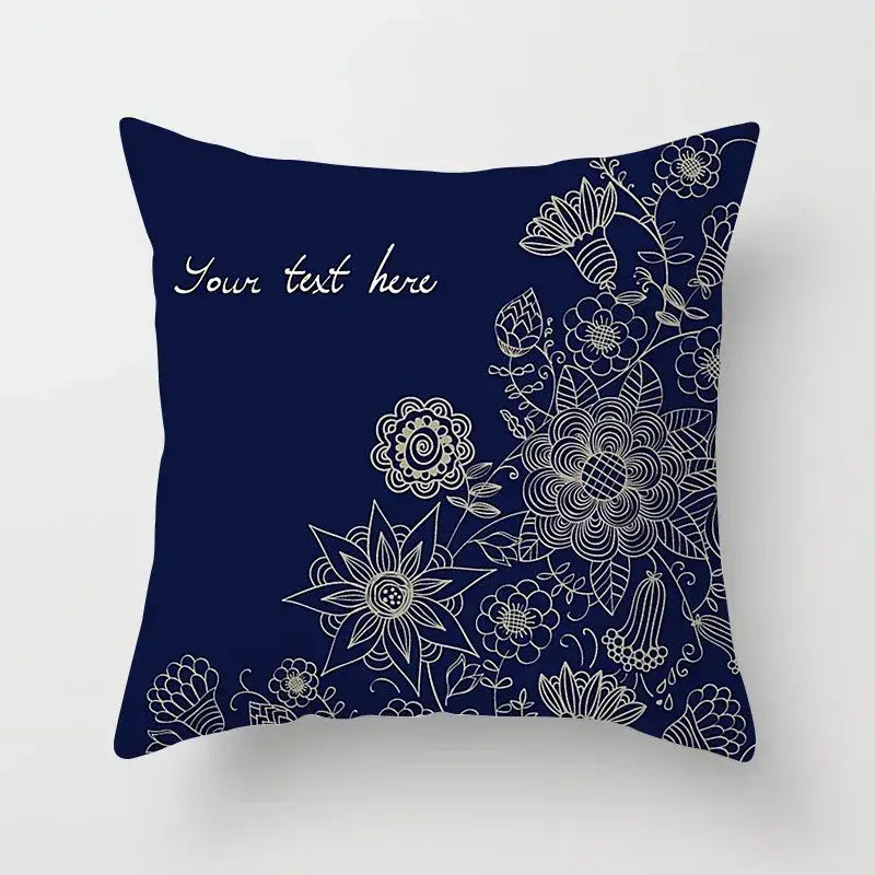 Ethnic geometric square pillowcase teal & gold living room decor