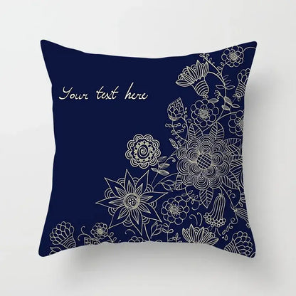 Ethnic geometric square pillowcase teal & gold living room decor
