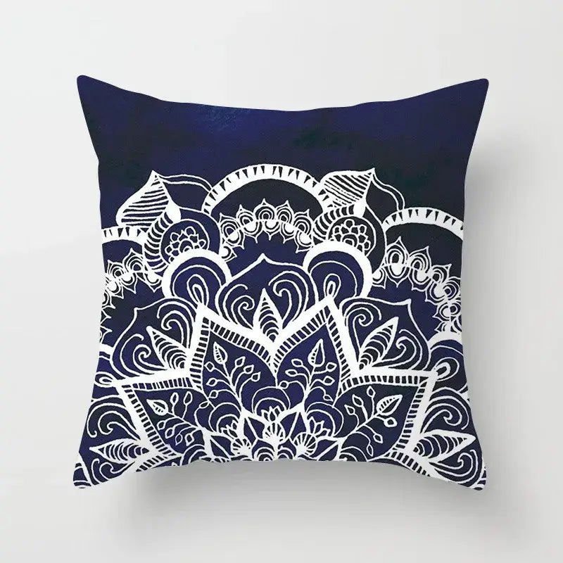 Ethnic geometric square pillowcase teal & gold living room decor