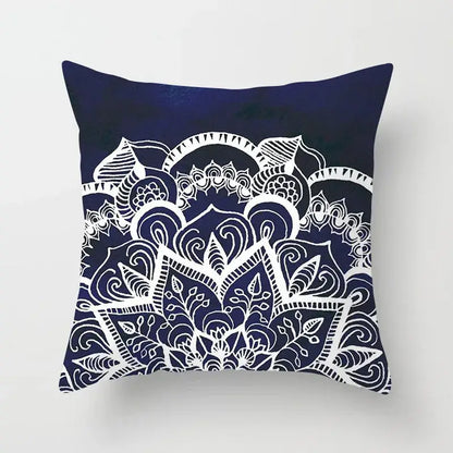 Ethnic geometric square pillowcase teal & gold living room decor