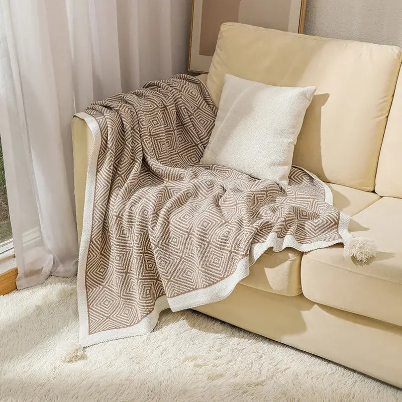 Ethnic geometry knitted blanket – living room sofa cover