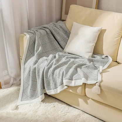 Ethnic geometry knitted blanket – living room sofa cover