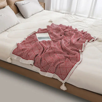 Ethnic geometry knitted blanket – living room sofa cover
