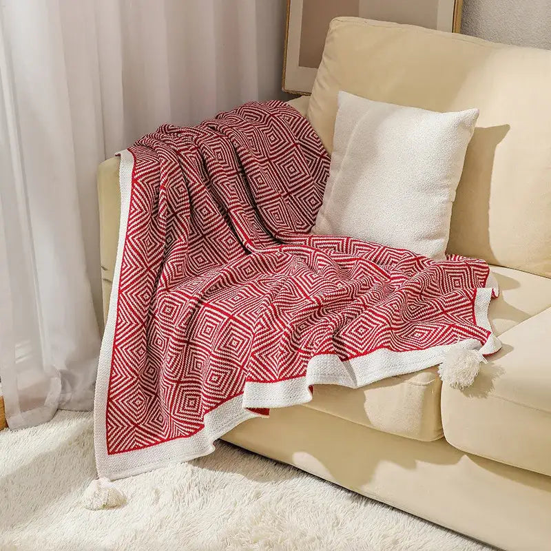 Ethnic geometry knitted blanket – living room sofa cover