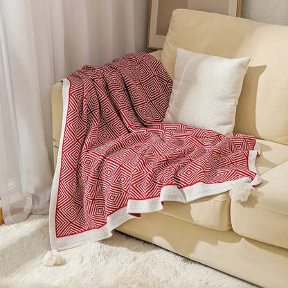 Ethnic geometry knitted blanket – living room sofa cover