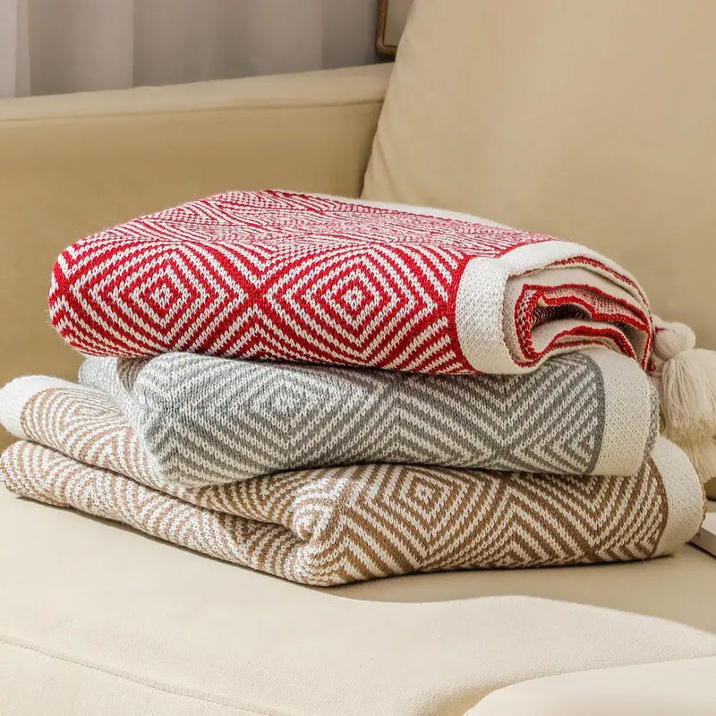 Ethnic geometry knitted blanket – living room sofa cover