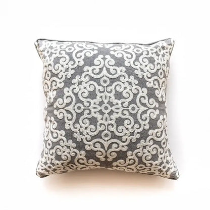 Ethnic gray and white swirl cushion cover living room decor