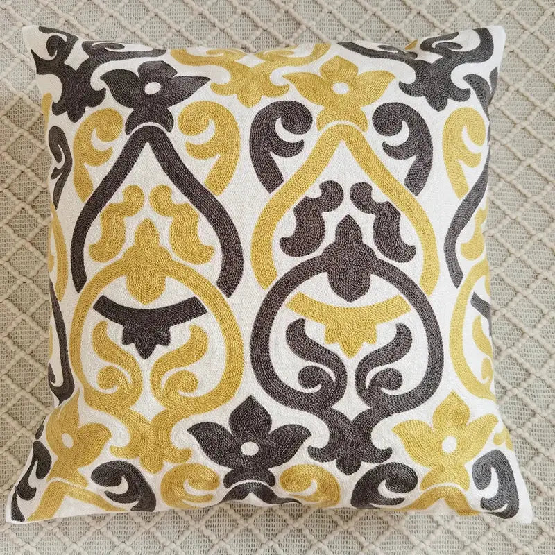 Ethnic gray and white swirl cushion cover living room decor