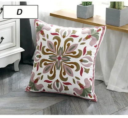 Ethnic style floral canvas pillow cover living room decor