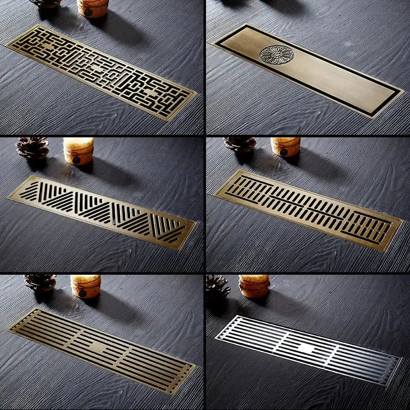 Euro antique brass geometric floor drain bathroom shower waste