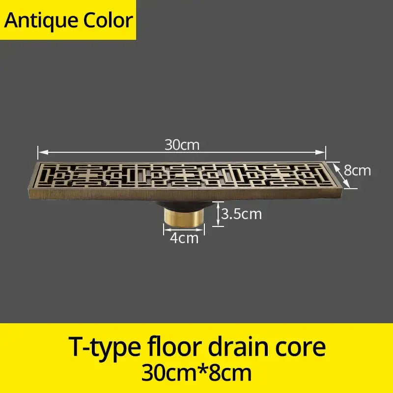 Euro antique brass geometric floor drain bathroom shower waste
