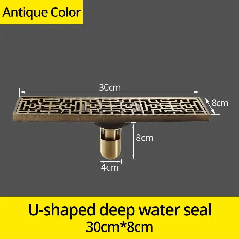 Euro antique brass geometric floor drain bathroom shower waste