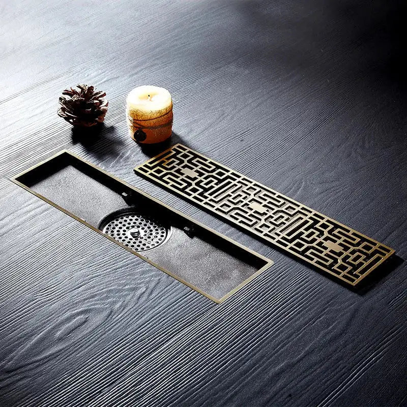 Euro antique brass geometric floor drain bathroom shower waste