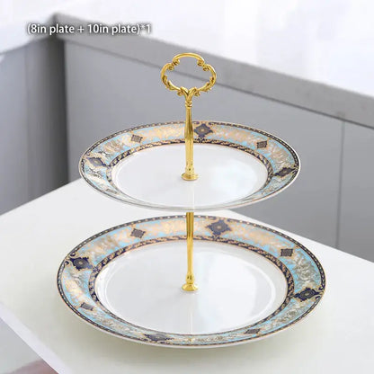European blue & gold bone china tea set dining room porcelain teaware
