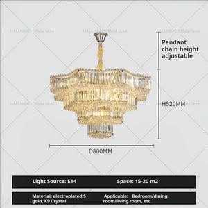 European chrome multi tier light crystal chandelier dining room