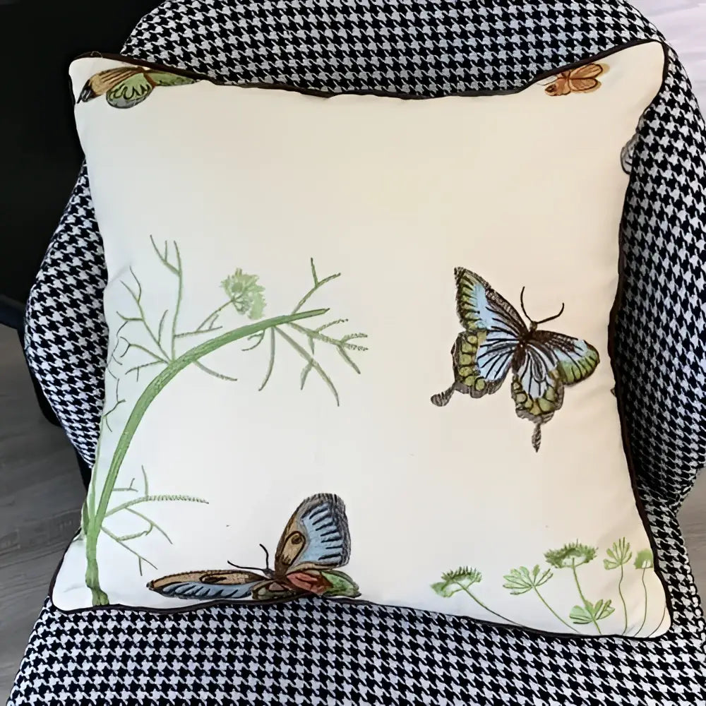 European embroidered butterfly and dragonfly sofa cushion cover living room