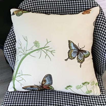 European embroidered butterfly and dragonfly sofa cushion cover living room