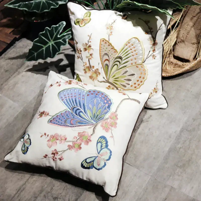European embroidered butterfly and dragonfly sofa cushion cover living room