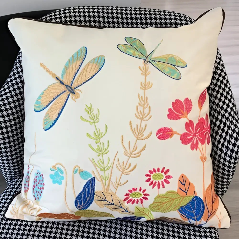European embroidered butterfly and dragonfly sofa cushion cover living room