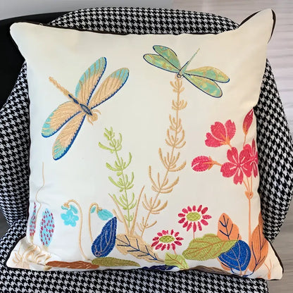 European embroidered butterfly and dragonfly sofa cushion cover living room