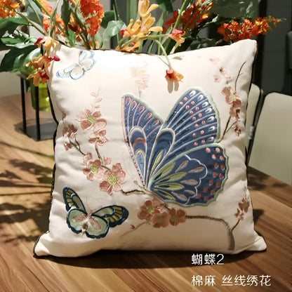 European embroidered butterfly and dragonfly sofa cushion cover living room