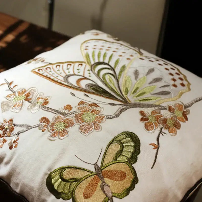 European embroidered butterfly and dragonfly sofa cushion cover living room