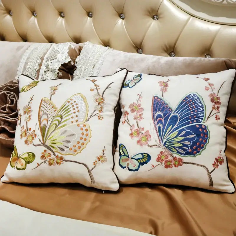 European embroidered butterfly and dragonfly sofa cushion cover living room