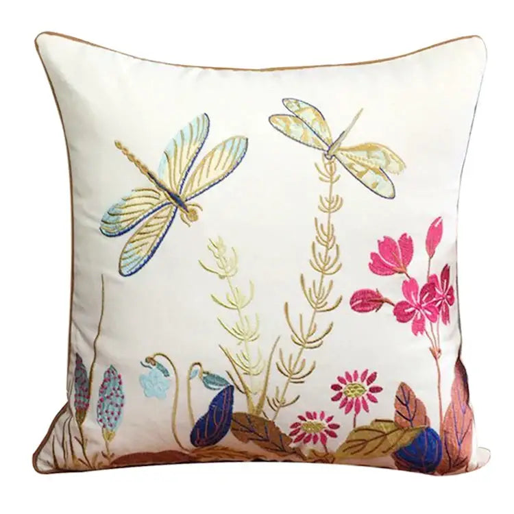 European embroidered butterfly and dragonfly sofa cushion cover living room