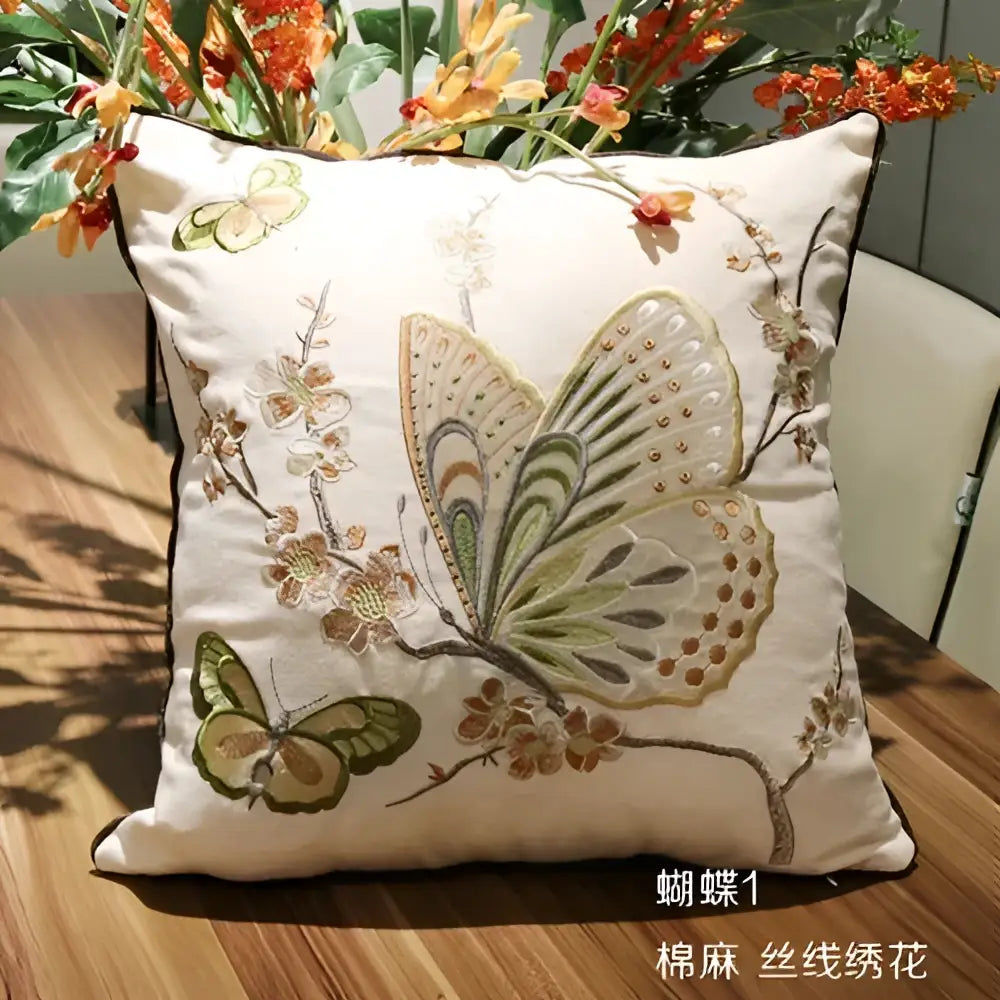European embroidered butterfly and dragonfly sofa cushion cover living room