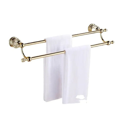 European gold and crystal bathroom towel rack with toilet brush holder