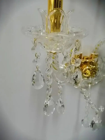 European gold crystal wall lamp bedroom candle sconce