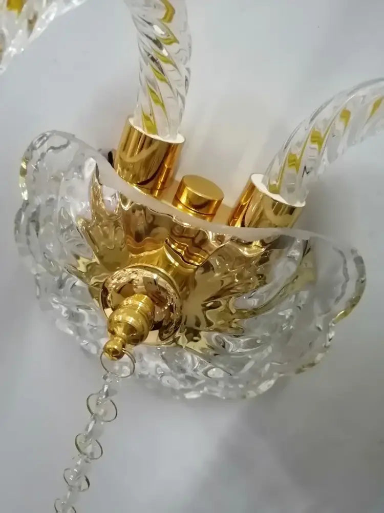 European gold crystal wall lamp bedroom candle sconce