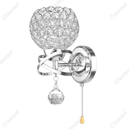 European gold crystal wall light bedroom sconce