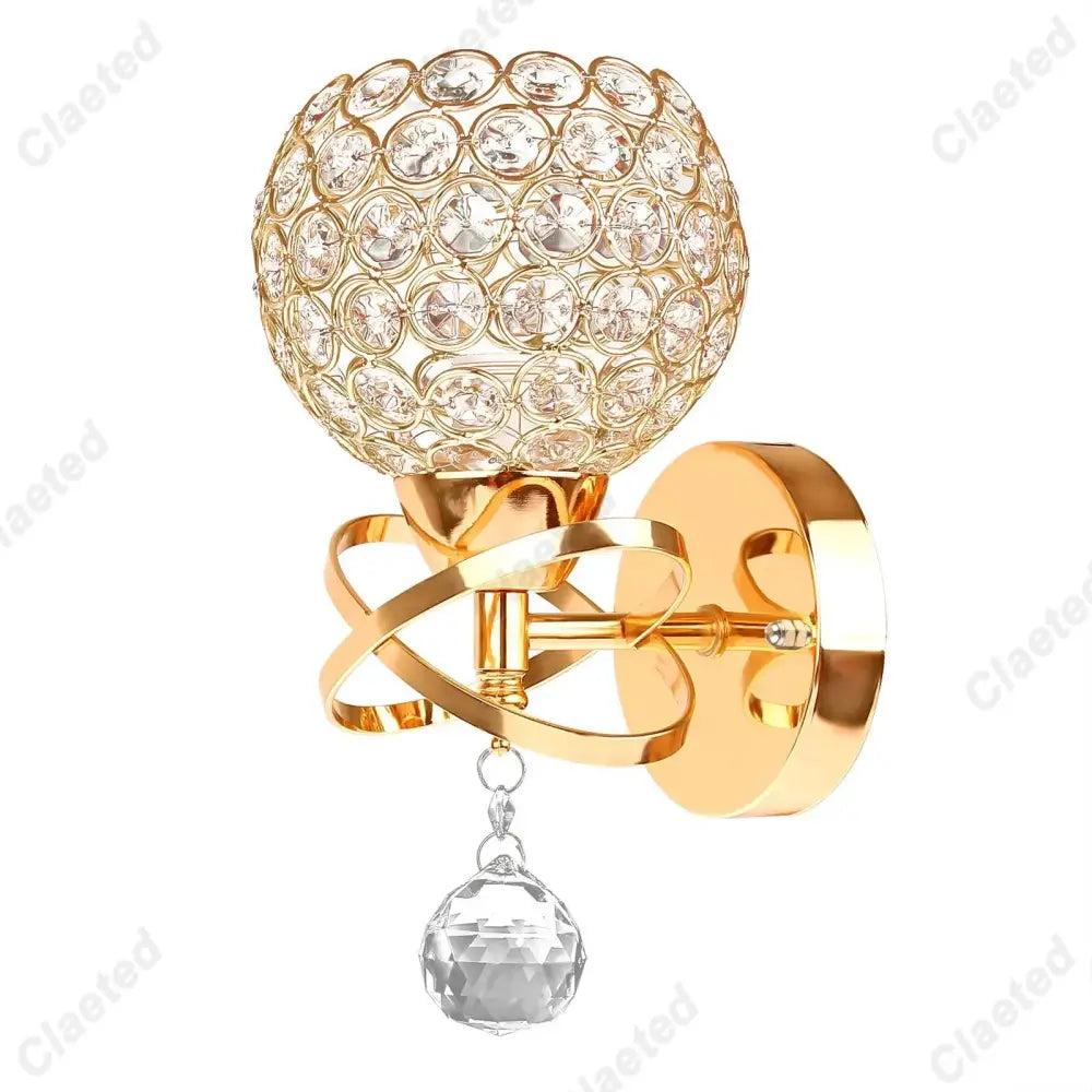 European gold crystal wall light bedroom sconce