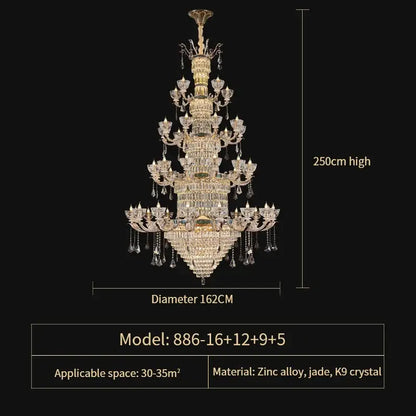 European gold duplex european crystal chandelier staircase light