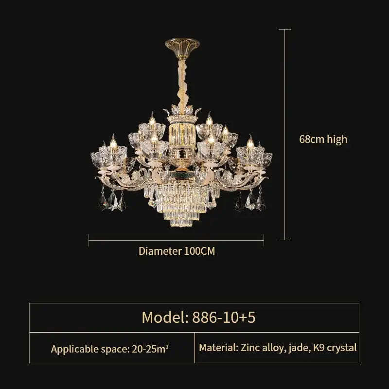 European gold duplex european crystal chandelier staircase light