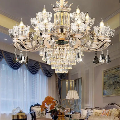European gold duplex european crystal chandelier staircase light