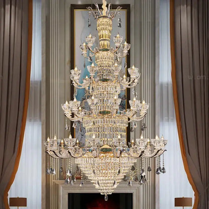 European gold duplex european crystal chandelier staircase light