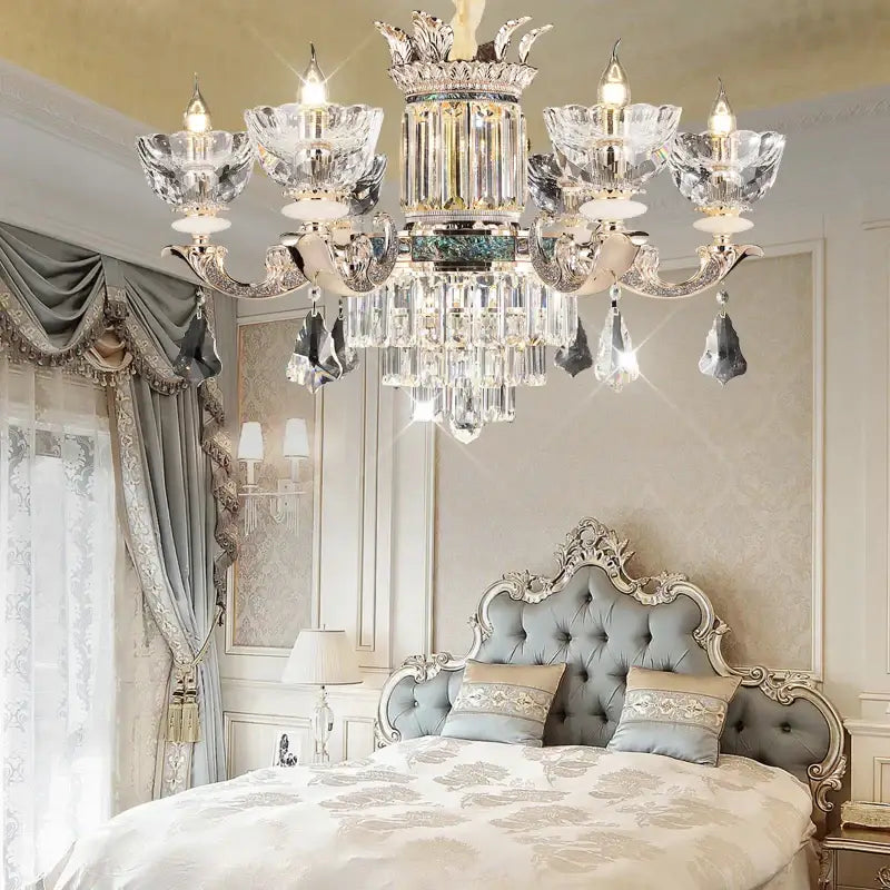 European gold duplex european crystal chandelier staircase light